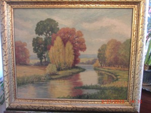 River landscape painted by Marion Rosendahl, granddaughter of Hubert Lewis